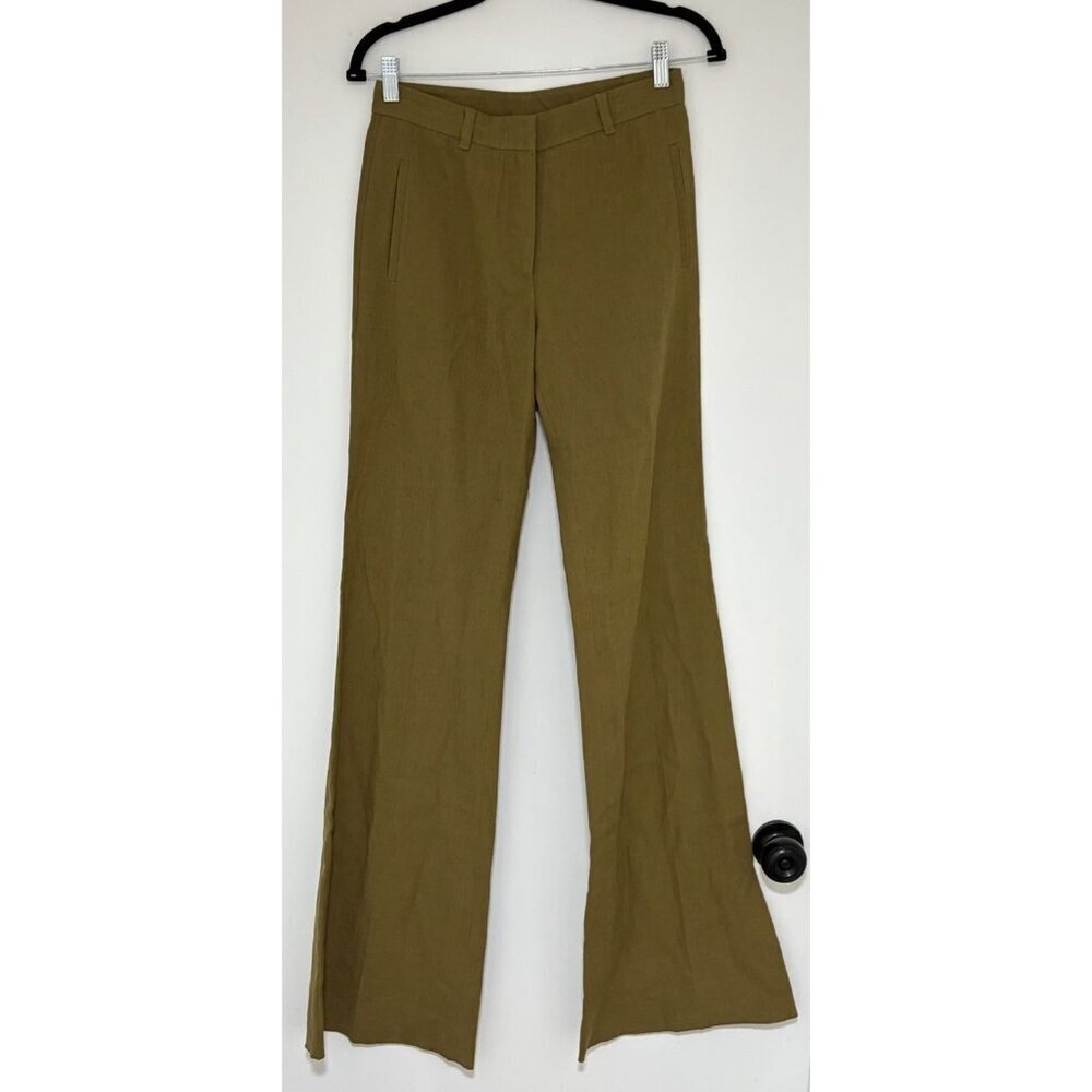 Etro Women’s Unhemmed Wheat Color Flax Blend Bootcut Trousers Size IT 40 NWOT
